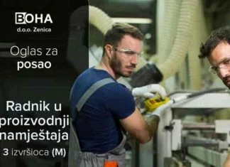 BOHA d.o.o. Zenica traži radnike u proizvodnji namještaja