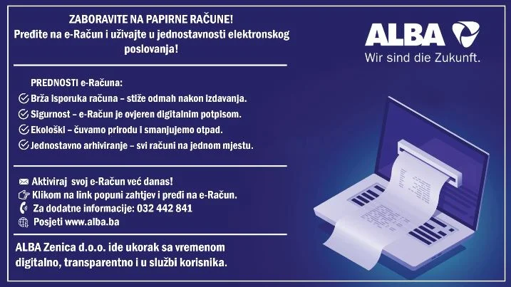 ALBA Zenica uvodi e-Račun – brže, sigurnije i ekološki odgovorno poslovanje
