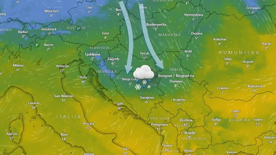 Nakon jučerašnje topline, danas u BiH kiša, susnježica i snijeg