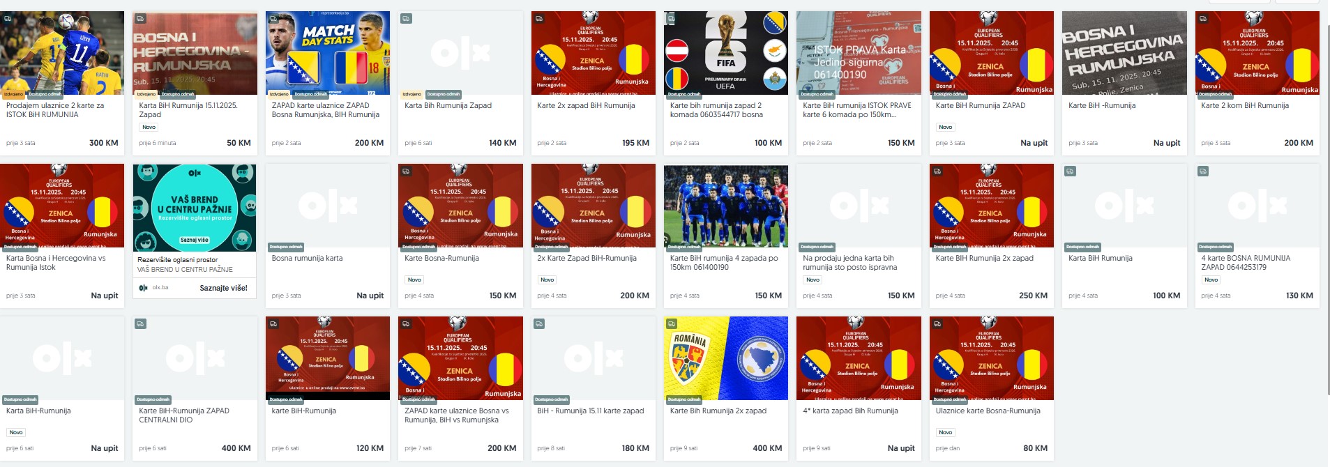 BiH Rumunija Cijene Ulaznica