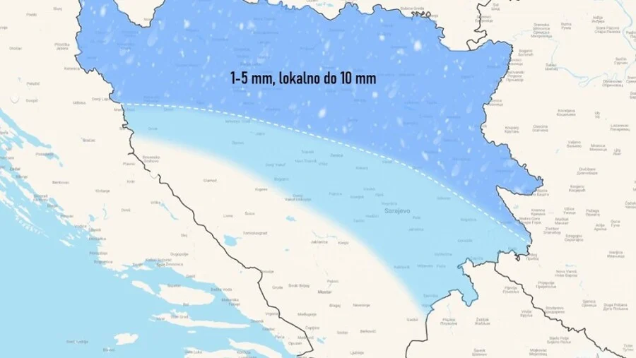Novi val padavina danas stiže sa istoka, slijedi zahlađenje i mraz