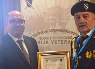 Ministar Sirovica dobio priznanje Unije veterana BiH za doprinos radu boračke organizacije