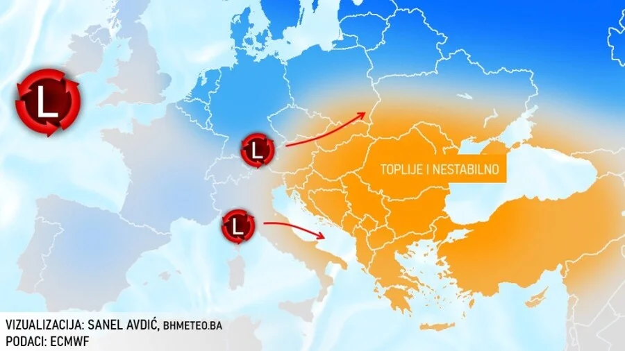 Promjenjivo i nestabilno vrijeme: Kiša, jugo i lokalno obilnije padavine do nedjelje