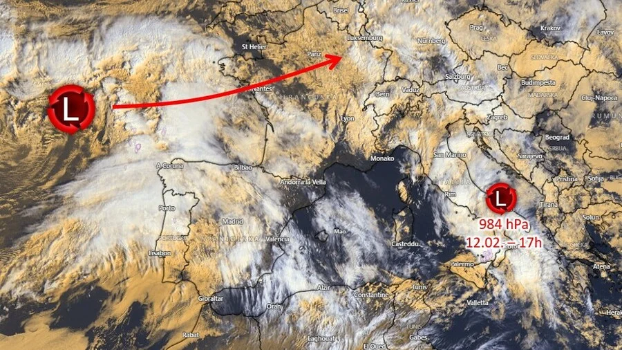 Snažan ciklon nad Jadranom donosi toplo, ali nestabilno vrijeme i nove padavine