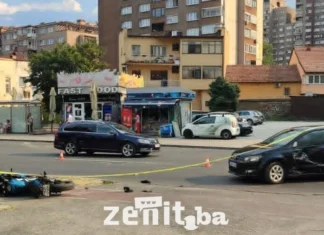 Saobraćajna nesreća u Zenici, motociklista prevezen u Kantonalnu bolnicu